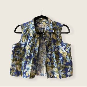 Vintage Hawaiian sleeveless cropped button down
